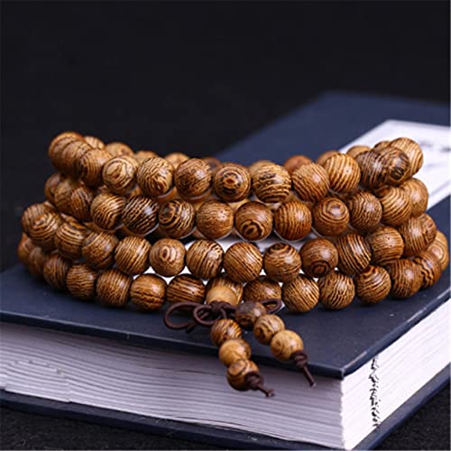 Mala perles de prière bouddhistes 108 perles, bracelet yoga en bois naturel - 5