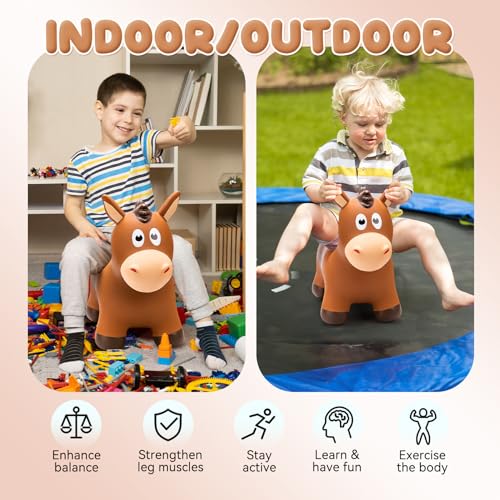Image of VangeBow Inflatable Horse for Toddlers from 1 to 3, Inflatable Toy for Children Aged 1 2 3 4 5 Years First Birthday Gift Soft Play Equipment for Indoor Outdoor