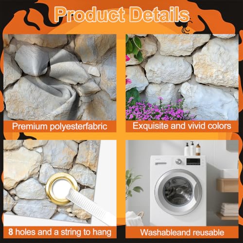 Image of Garage Door Decorations 6 x 13 ft, Floral Stone Wall Cover