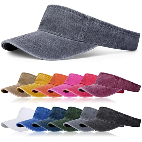 24 Pieces Sun Visor Hats Bulk Sport Sun Adjustable Visor Hats Athletic Visor Hat Cotton Ball Caps Empty Top Baseball Sun Hat For Men Women #TOP19