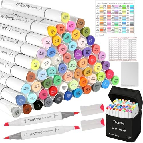 Taotree Alcohol Brush Markers Set - 61 Colors