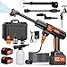 TOPALL Akku Hochdruckreiniger Pistole,Mini Mobiler Hochdruckreiniger Max 45 Bar/652PSI,High Pressure Cleaner,mit 2*4000mAh|8.5M Schlauch|6-in-1 Düse,Kabelloser Hydro Blast Kompatibel mit Makita Akku