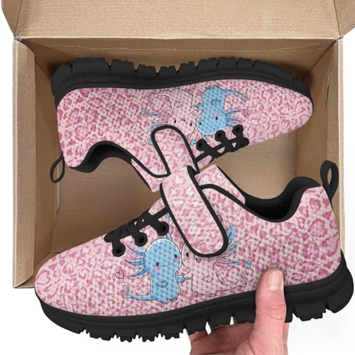 Kids Shoes Little Kid Boys Girls Athletic Running Sports Strap Sneakers for Little Kid/Big Kid Pink Leopard Axolot Pattern2