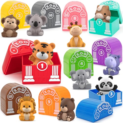 Image of Learning Toys for Toddlers 1 2 3 Year Old Toddlers, 20Pcs Safari Animal Toys, Finger Puppets, Montessori Counting, Matching & Sorting, Christmas Birthday Gifts for Baby Boys Girls Age 12-18 Months