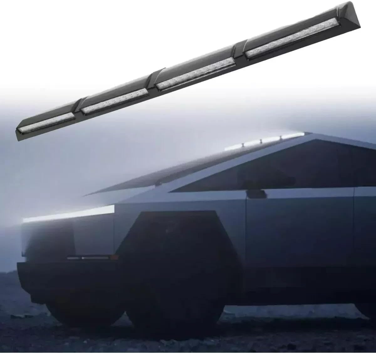 ABS Roof Top LED Light Bar Roof Top Light Spoiler 4 LED Lamp Accessories fit for Tesla Cybertruck 2024 2025 Lamp Model LED DRL Spoiler Running Lamp, Car Accessories (Gloss Black)