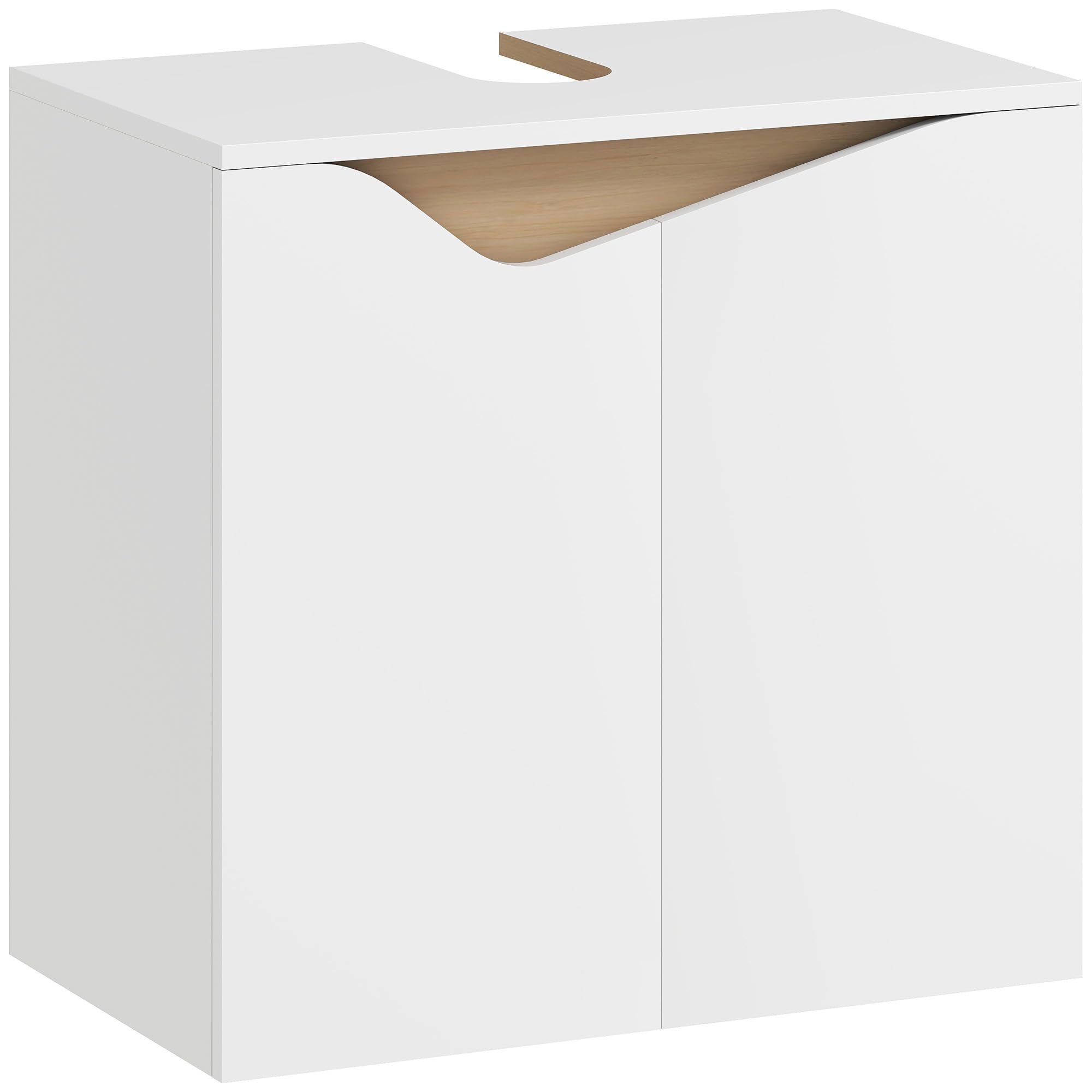 HOMCOM Under Sink Bathroom Cabinet, Bathroom Storage Cabinet with Soft-Close Doors, Modern Freestanding Storage Cupboard for Basin without Pedestal, 60 x 35 x 57.9 cm, White