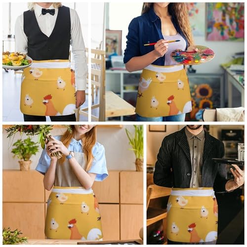 Tablier court imperméable durable avec 3 poches pour restaurant - 5