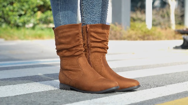 Mid Calf Black Boots VJH Confort Women's Mid Calf Boots Almond