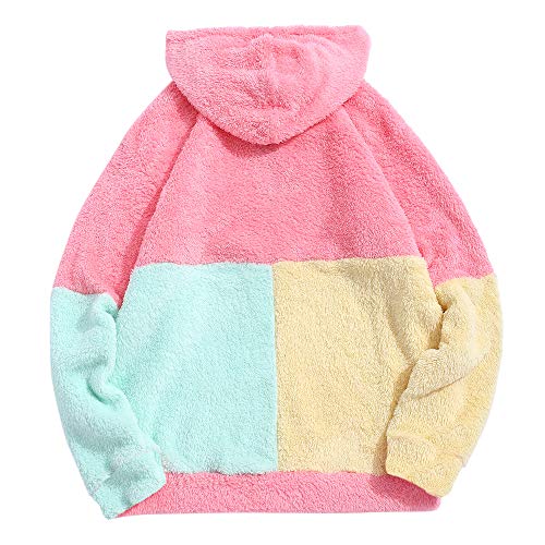 ZAFUL Heren Sherpa Fleece Hoodie Kleurblokkering Splicing Half Rits Fuzzy Hoodie Fluffy Hoodie - Image 4