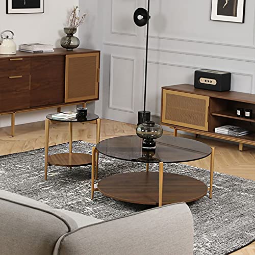 Doppelschichtiger Couchtisch, Beistelltisch, Möbel, schlicht, leicht, luxuriös, Glas, Schreibtisch, Wohnzimmer, Schlafzimmer, Büro, Mitteltisch, Beistelltisch – Bild 8