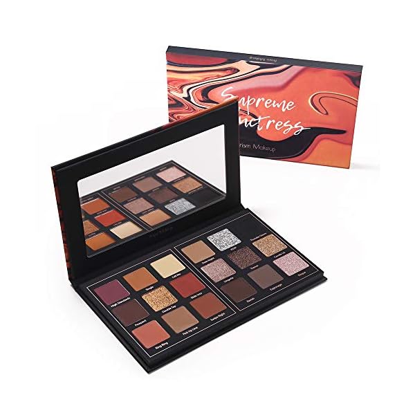 Prism Makeup Matte Eyeshadow Palette Pro 18 Colors Pigmented Shimmer Glitter Eye Shadow Palette, Long Lasting Waterproof Smokey Powder Cosmetics Halloween Makeup Kit (01# Seductress)