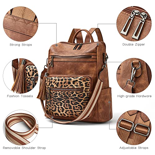 Image of Shrrie Vegan Leather Backpack Purse for Women with Adjustable Shoulder Bag | Water Resistant Fashion Designer Travel Backpack,Convertible Shoulder Bag with Wristlet,College Work