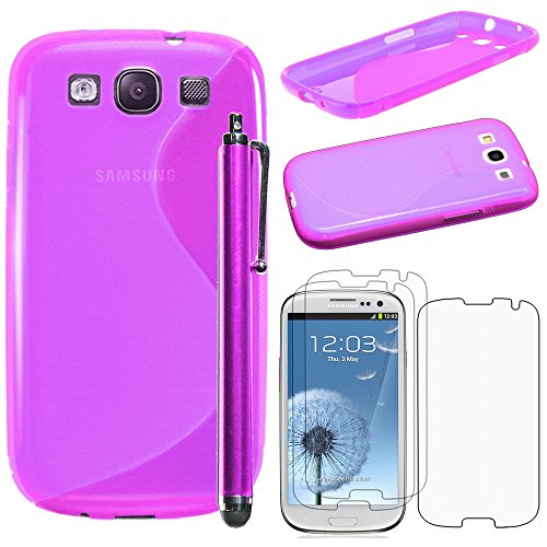ebestStar - kompatibel mit Samsung Galaxy S3 Hülle i9300 i9305 Flex Silikongel Handyhülle, Klar TPU Schutzhülle, S-line + Stift +3 Kunststofffolies, Lila