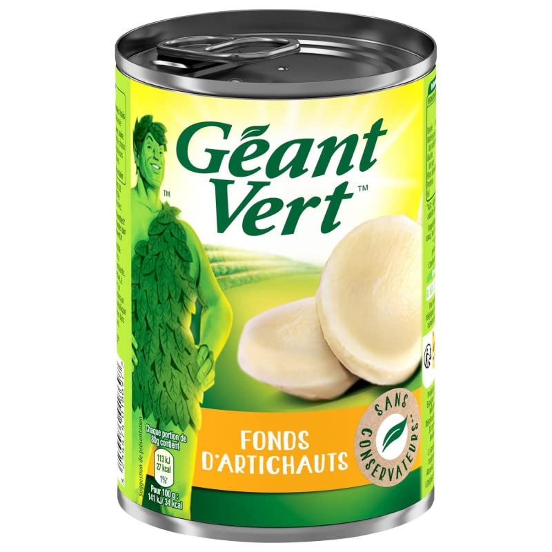 GEANT VERT - Fonds d'artichauts entiers, préparés en conserve de 210g, idéals pour vos recettes de cuisine. - Lot De 3 - Vendu Par Lot