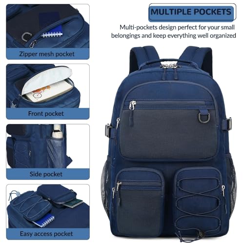 Image of Lohol Water Resistant Daypack with Mulitiple Pockets for School Travel Outdoor College, 15.6 inch Laptop Backpack for Men and Women (Navy Blue)
