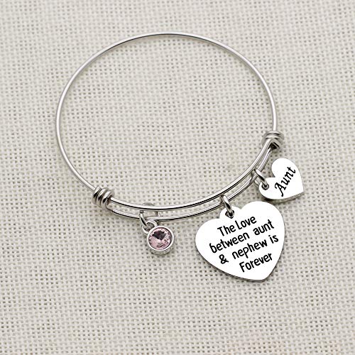 JQFEN Aunt Gifts Aunt Bracelet from Nephew Charm Crystal Bracelet for Aunt - The Love Between Aunt and Nephew is Forever Mothers Day Present for Aunt - Image 5