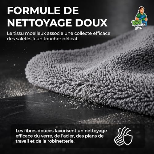 ToolSpace Chiffons Microfibres Detailing 40x40 cm 10 Pièces 320 GSM pour Voiture Polish Peinture Cire Vitres Jantes Tableau de Bord Doux Absorbants sans Traces Entretien Auto – vue 5