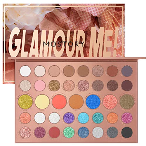 MOSTORY Glamour Me Eyeshadow Palette - 39 Shades Makeup Palette Highly Pigmented Matte Eye Shadow Pallet Nude Shimmer Matallic Easy to Blend Sweatproof Waterproof Makeup Set (Glamour Me)