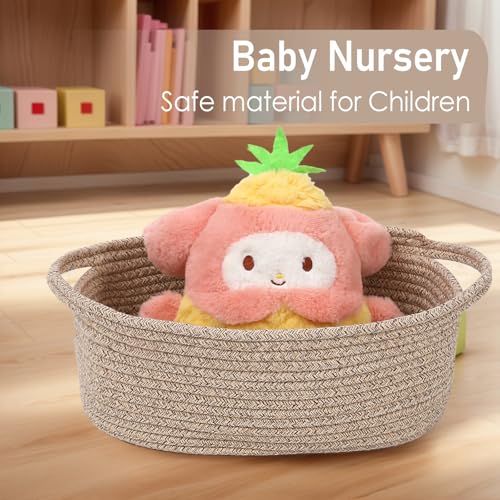 Image of JMvicyroam Small Woven Basket, Empty Gift Basket, Oatmeal /1 Pack | Small Gift Basket, Cotton Rope, 12 x 8 x 12 in, Handles, Includes Ribbon and Bag, Birthday Gift Basket