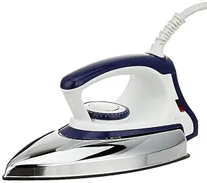POLYPOWER Stainless Steel Majesty Dx-11 1000 Watts Dry Iron With Advance Soleplate And Anti-Bacterial German Coating Technology, White And Blue