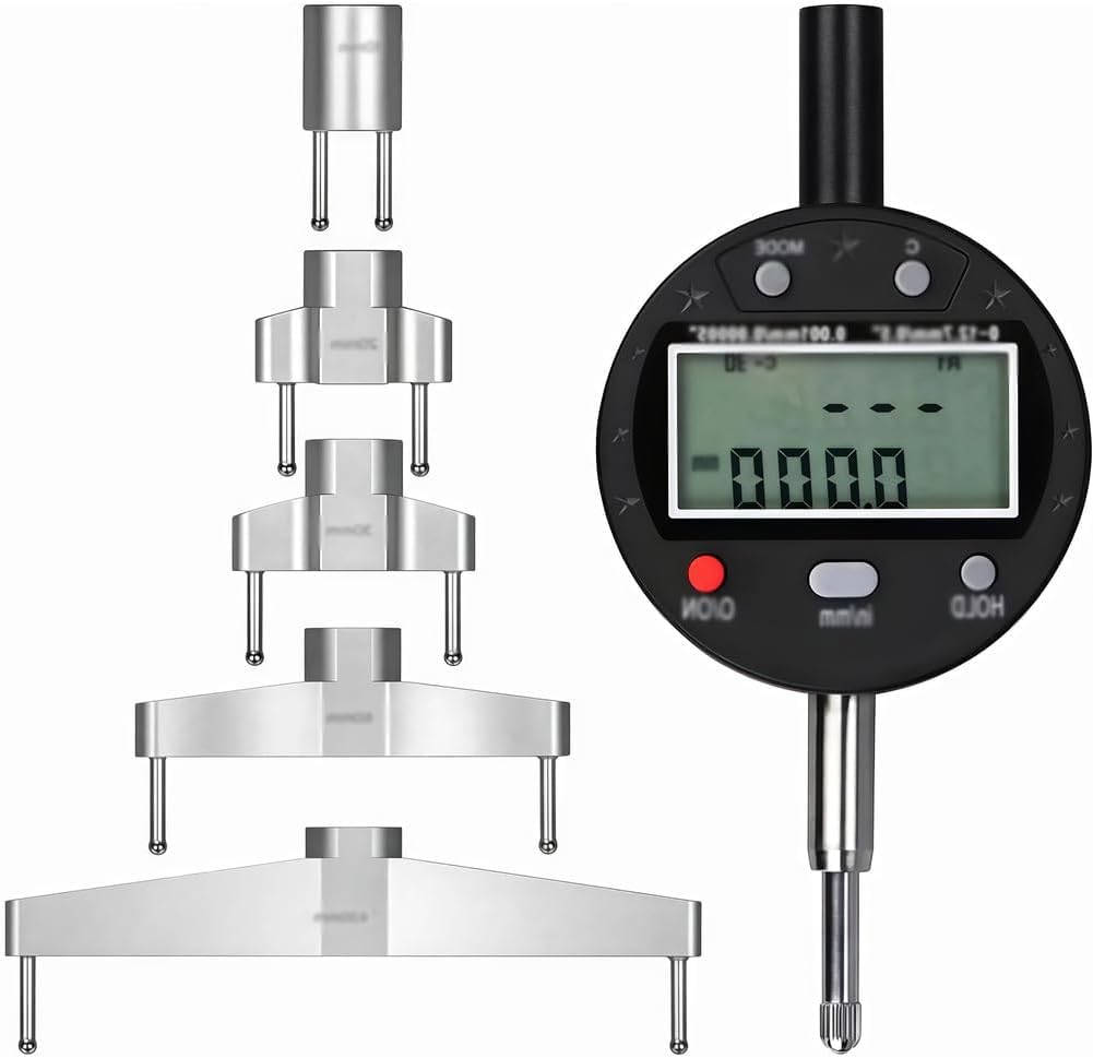 Calibro digitale per raggi, strumento micrometrico e profondità 3 in 1, profondità 1,3 cm con 5 ganasce, raggio da 0,5 a 69,8 cm, per misurazioni precise