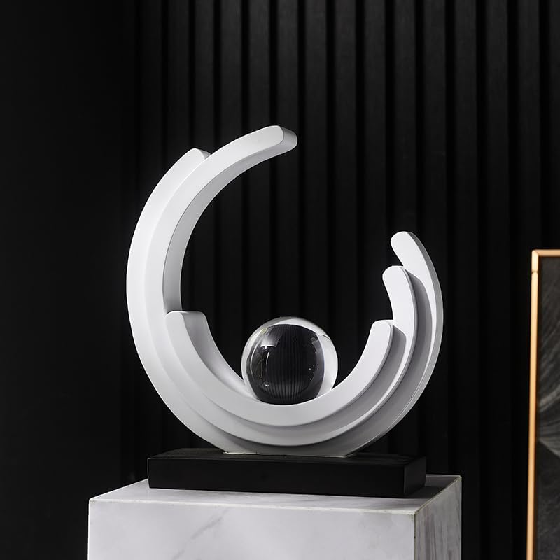 Abstract Art Sculpture, Resin Gold Decorative Statue, Modern White Ornaments for Living Room, Decorativas Modernas for Coffee Table/Entryway/Office Collectibles (White) - Image 8