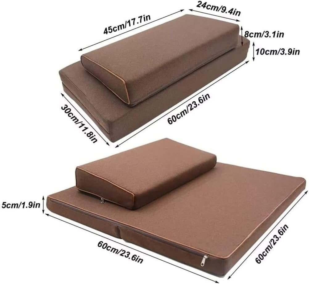 Meditation Cushion Set - Zafu Meditation Pillow Rectangular Mat and Zabuton Meditation Mat for Sitting Meditation and Yoga - Removable Covers for Easy Cleaning (Brown, 70 * 70cm)