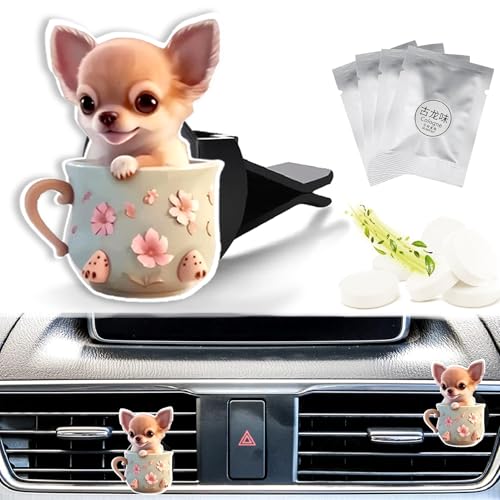 Image of Cute Car Air Freshener Clips Dog Car Vent Clip Dog Cars Scents Cologne Air Conditioner Clip Auto Vent Interior Decoration Cars Accessories Dogs Loves Gifts for Men Women