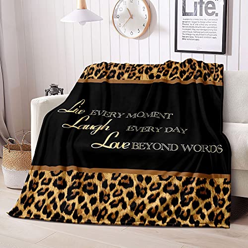 Luvivihome Brown Leopard Throw Blanket, Cozy Soft Cheetah Print Blanket Black Blanket, Fluffy Warm Lightweight Plush Flannel Fleece Blanket For Couch, Bed, Sofa, Inspirational Gifts For Women, 40"X50" #TOP3