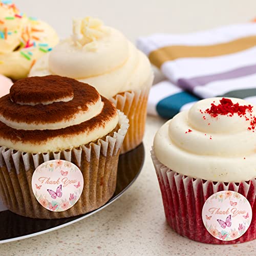 Heyfibro 500 Pcs Thank You Sticker Roll, 1.5" Butterfly Thank You Stickers Labels For Small Business, Baking Packaging, Round Sticker Tags For Gift Cards, Envelopes Seals, Wedding #TOP4