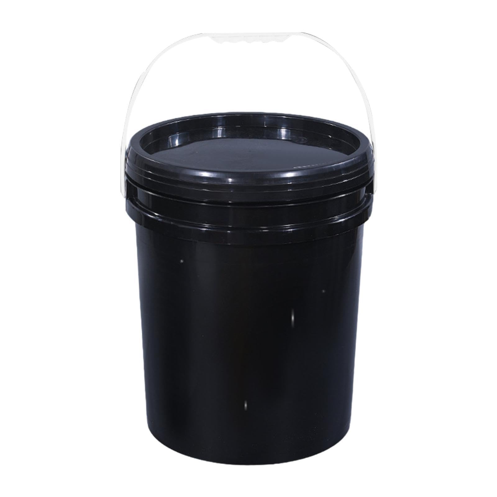 Cubeta de Almacenamiento Contenedor Vacío con Asa Ergonómica Y Tapa Sólida de PP para Agua Guardar Pintura Granos Frutas Adecuad, Negro, Individual