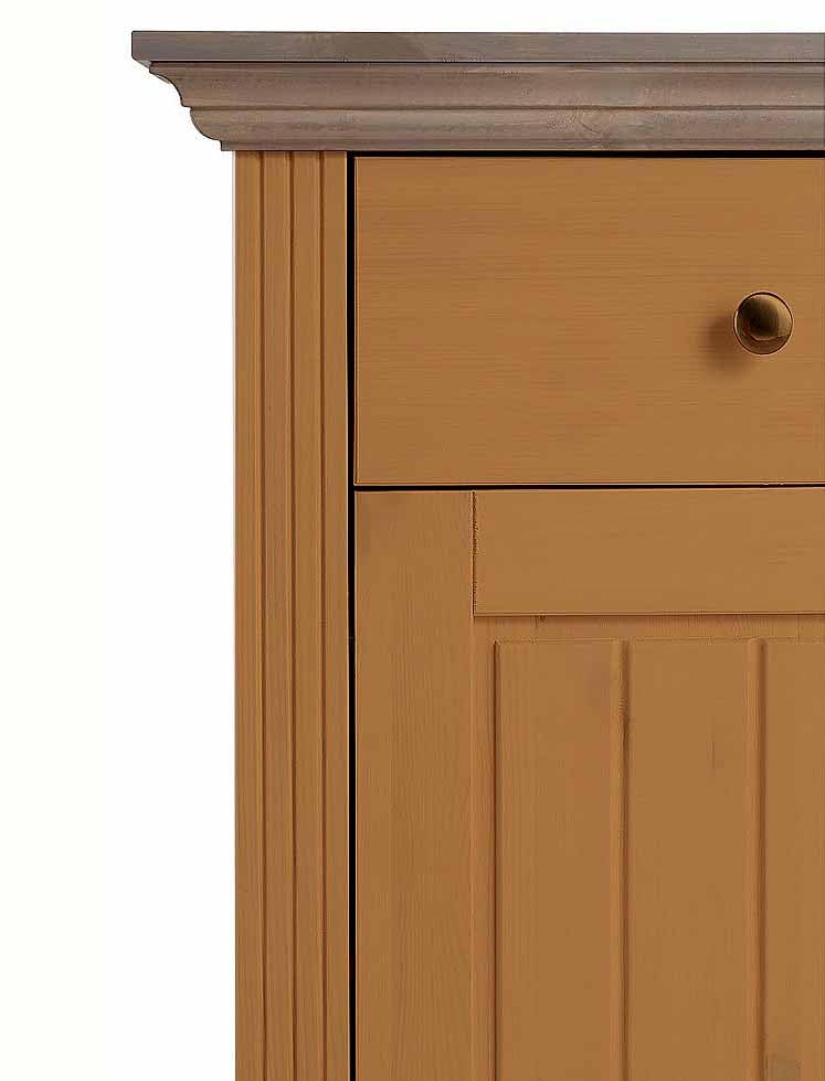 Image of APRODZ Solid Wood Alegre Sideboard Storage Cabinet for Living Room | Medallion Yellow