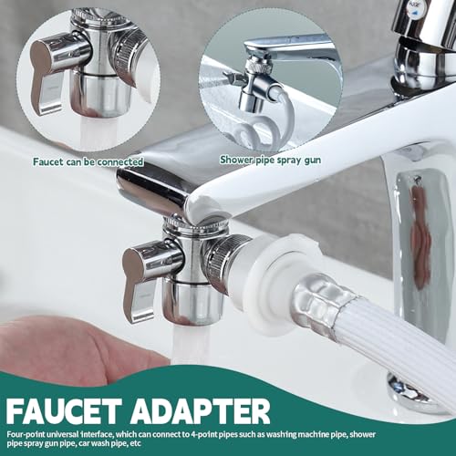 3 Wege Wasserhähn Umschaltventil, 3 Wege Umschaltventil Diverter Ventil Messing mit Adapter für M22 M24 G1/2 Wasserhähn für Küche Bad Duschsystem Waschbeckenbrause