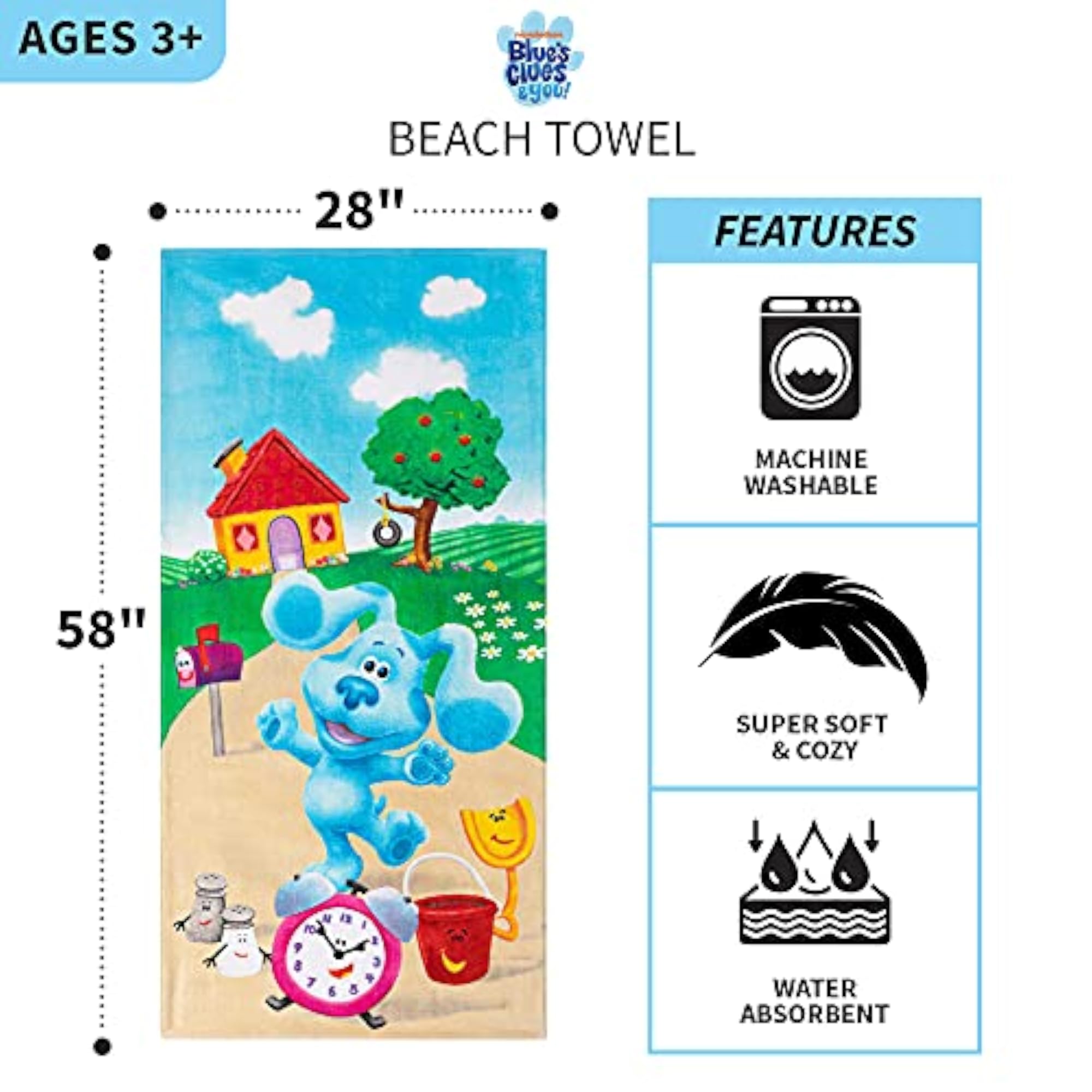 Kids Super Soft Cotton Beach Towel, Sonic Design