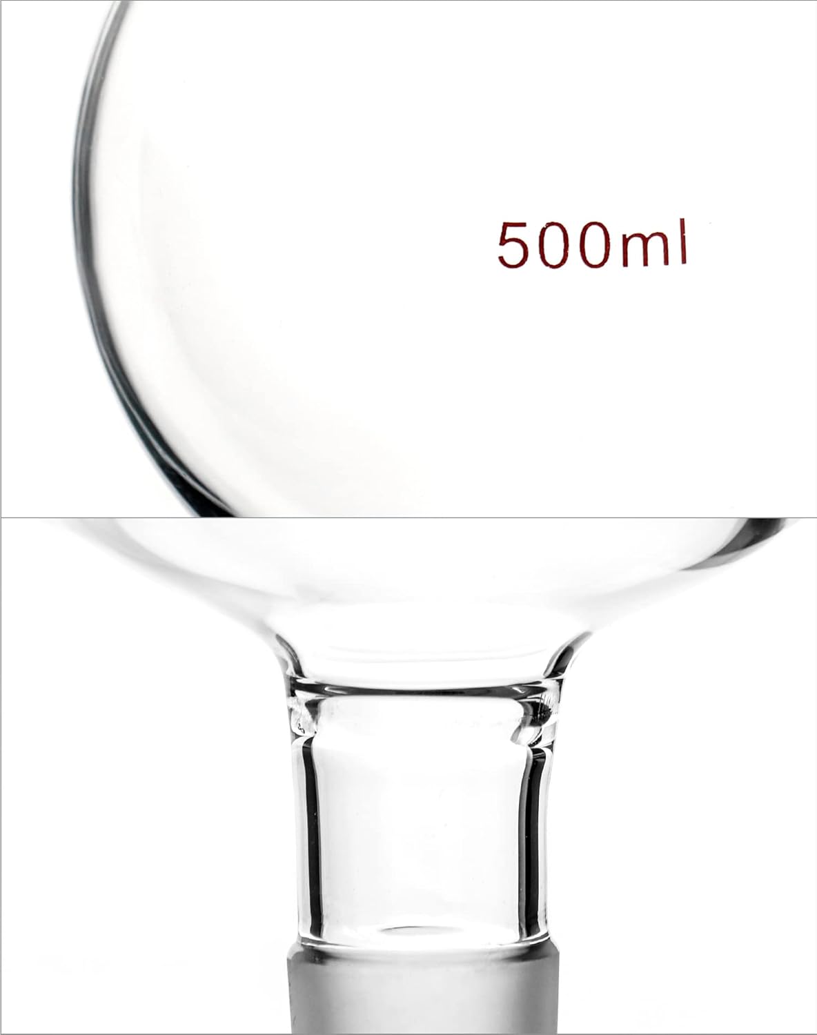 QWORK Lab Distillation Glass Bottle, 500ml 24/40 Chromatography Reservoir Flask, 1 Pack