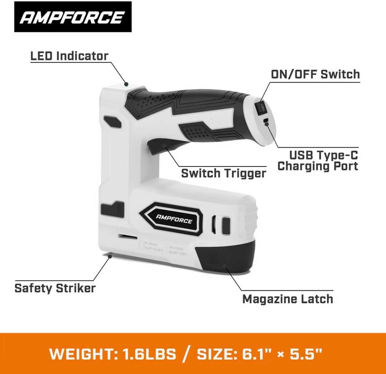 JT21 Electric Staple Gun, 2 in 1 Lithium-ion Electric Stapler, 4V Cordless Brad Nailer Kit with Staples Nails, USB Charger, Power Tacker for Upholstery, Material Repair, Carpentry, DIY