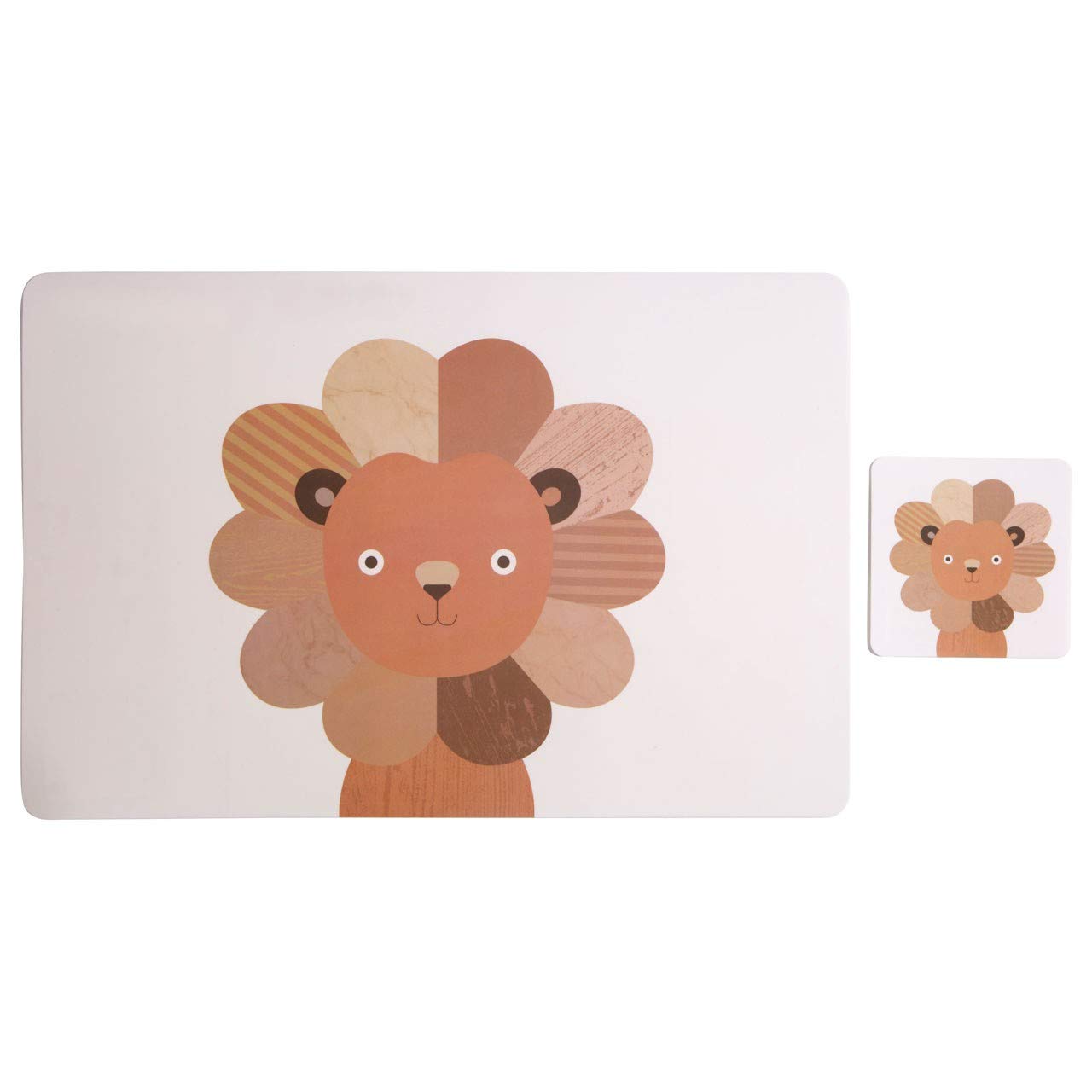 Premier Housewares Set Of 2 Lion Placemats And Coaster Multicoloured