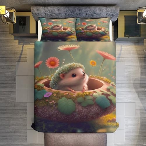 Parure de lit hérisson en microfibre supérieure avec housse de couette douce 220x240cm - 5