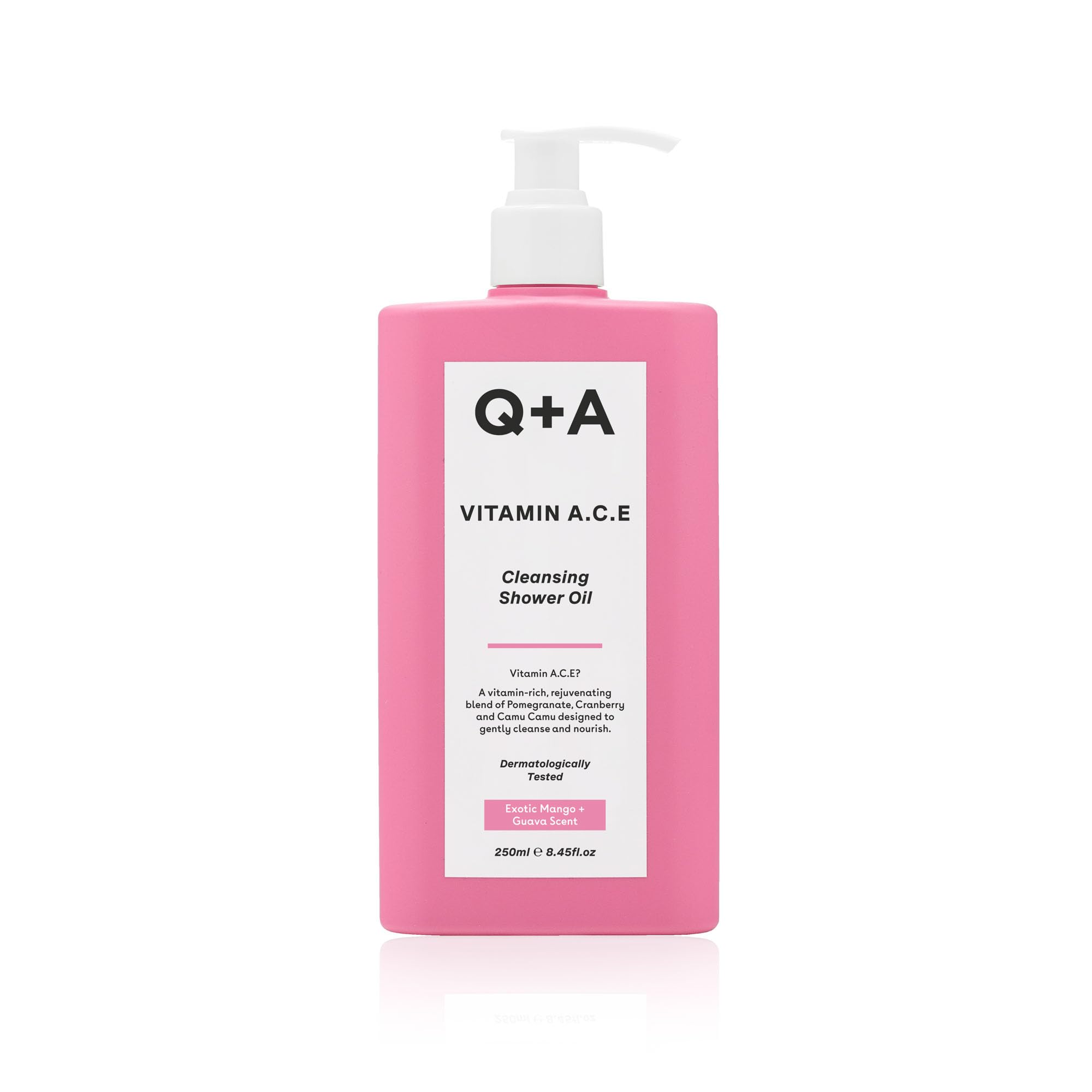 Q+A Vitamin A.C.E. Cleansing Shower Oil 250ml, Hydrating Body Wash