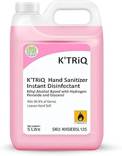 80% Instant Disinfectant Hand Sanitizer- Liquid Can (5 Litre) - WHO Recommended Formula FDA Approved - Best for Adults and Children - Kills 99.99% Harmful Germs(Refill Pack of 1)