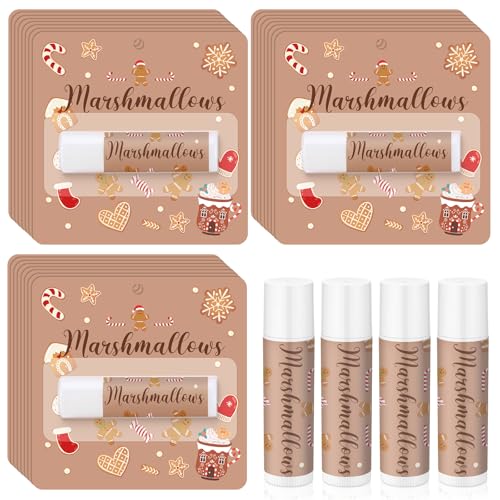 Image of 24 Pcs Christmas Hot Cocoa Lip Balms Bulk Christmas Party Stocking Stuffers Hot Chocolate Flavor Coffee Gift Supplies for Travel Lipstick Winter Birthday Party Favors
