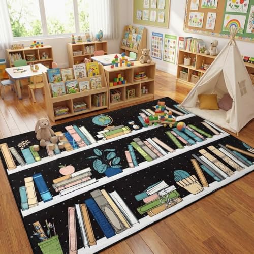 Breling 6 x 9 ft Bookshelf Reading Nook Rug Calming Corner Rug, Library Themed Classroom Floor Quote Non-Slip Reading Corner Emotion Soft Fluffy for for Classroom, Preschool, Playroom by Breling - Image 4