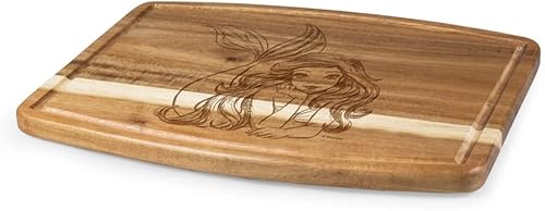 Vista 3 de PICNIC TIME Disney Princess The Little Mermaid - Tabla de cortar de acacia ovalada, tabla de servir, tabla de embutidos (madera de acacia)