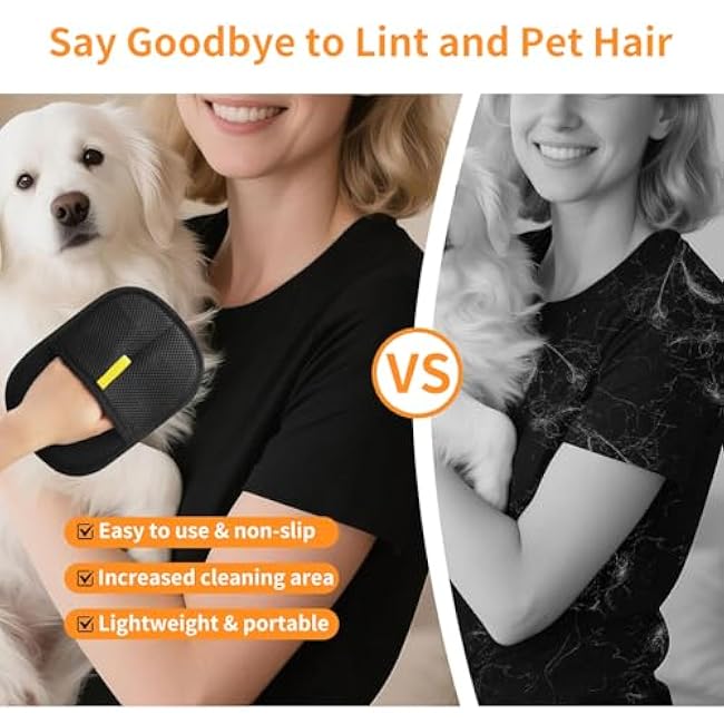 2 Pcs Electrostatic Gloves Pet Hair Removal,Reusable Pet Cat Dog Hair Removal Grooming Gloves Brush Tool-exJurdkM