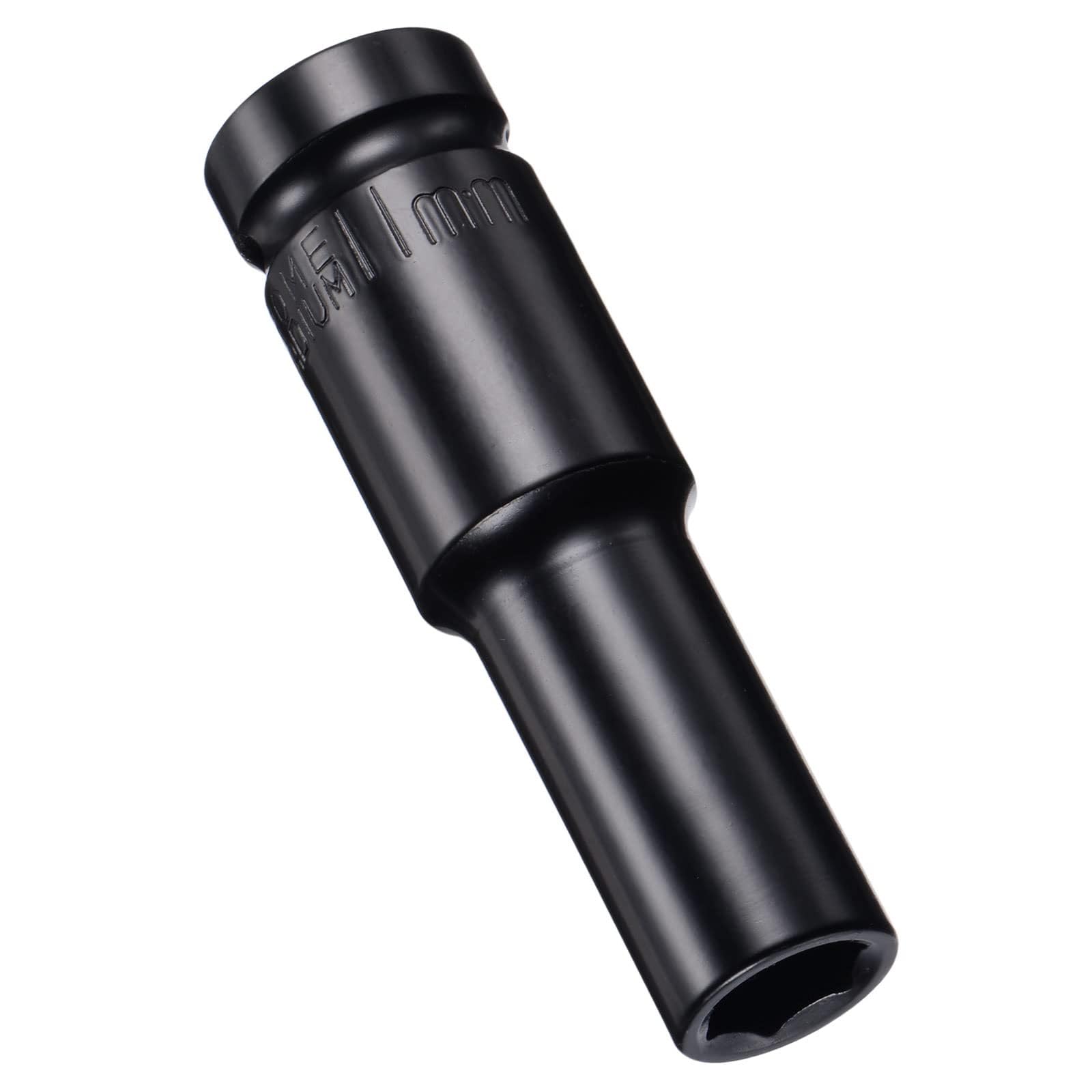 MACHSWON 2Pcs 1/2 Inch Drive - 11mm Deep Impact Socket with 6 Point Design, Heat-Treated Cr-V Steel 78mm Length, Metric Sizes