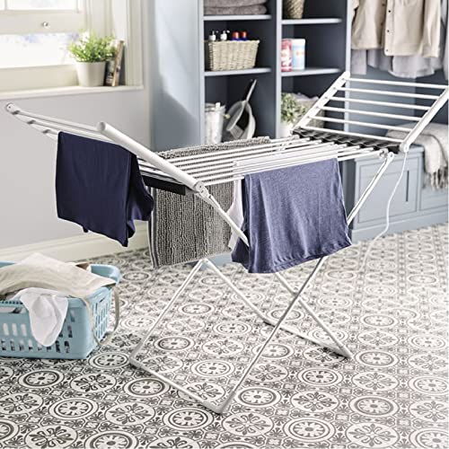 50Hz/230W Wing Electric Heated Clothes Foldable Towel Warmer Stable Dryer Indoor Airer Wet Laundry Drying Horse Rack Saves Energy Electric Clothes Drying Rack Interesting