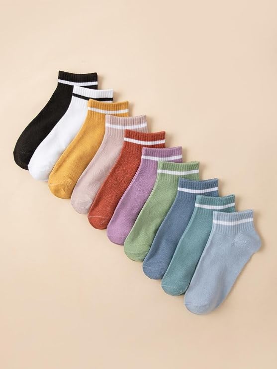10-Piece Circle Colorful Booties Economic Pack Unisex Short Sports Sneakers Socks