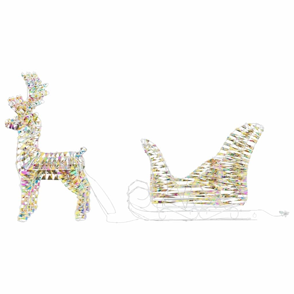 Rentier Zieh Schlitten Dekoration Warmes Weiß mit 160 LEDs, PET Metall, 30 x 12 x 54,5 cm, USB-betrieben, für Weihnachtsdeko Innen Außen, Festliche Beleuchtung für Wohnzimmer Garten Terrasse