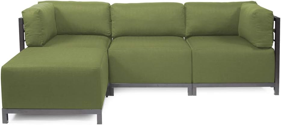 Howard Elliott Collection Axis Corner Chair with Cover, Cushioned Armrest Chair with Titanium Frame for Indoor or Outdoor Living Room or Office, 32.5 x 32.5 x 30 Inches, Seascape Moss