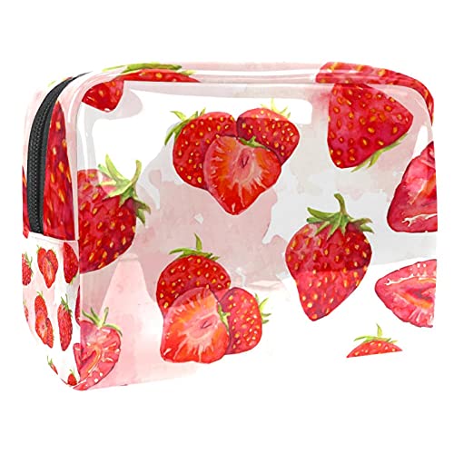 Trousse de maquillage pour femme grand format voyage motif fraise
